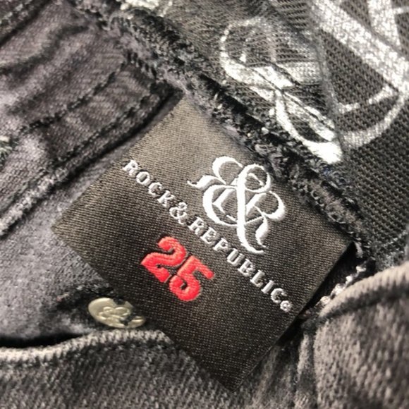 RARE ROCK & REPUBLIC BERLIN SKINNY JEANS 25x34 BLACKWASH MADE IN USA 🇺🇸 - Picture 12 of 14